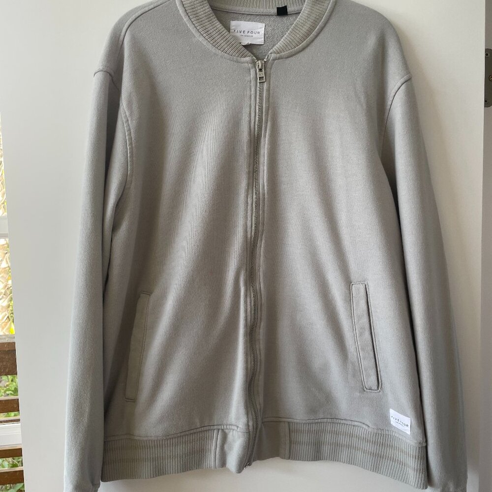 Five Four Full‎ Zip-Up Bomber Crew Neck Sweatshirt in Gray, Size Large